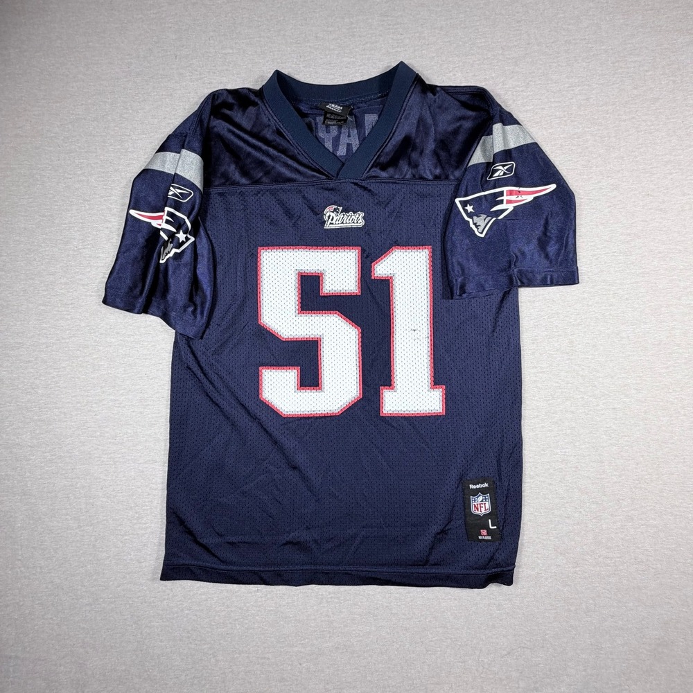 Kids Reebok NFL New England Patriots Jerod Mayo 51 Jersey Navy Blue Large 14-16